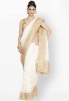 Jashn White Embroidered Saree