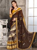 Kalista Fashions Brown Embroidered Saree