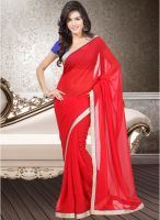 Kalista Fashions Red Solid Saree