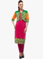 Kurti'S Pink Printed Kurta With Jacket