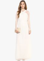 La Zoire Cream Colored Embroidered Maxi Dress