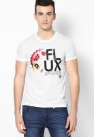 Lee White Printed Round Neck T-Shirt