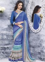Lookslady Light Blue Printed Saree