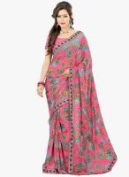 Lookslady Pink Printed Saree