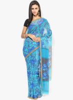 Moiaa Blue Printed Georgette Saree