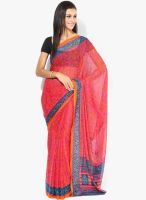 Moiaa Pink Printed Georgette Saree