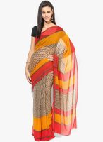 Moiaa Red Printed Chiffon Saree