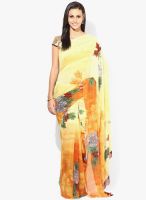 Moiaa Yellow Printed Georgette Saree