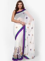 Mrignain Chiffon White Embroidered Saree