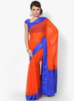 Mrignain Georgette Orange Solid Saree