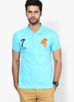 Peter England Light Blue Solid Polo T-Shirts