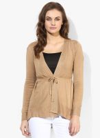 Raindrops Khaki Solid Shrug