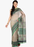 Satrang Beige Printed Silk Saree