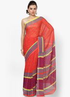 Satrang Chiffon Red Printed Saree