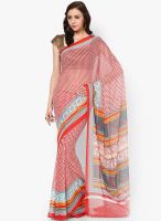 Satrang Chiffon Red Saree