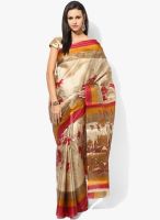Satrang Maroon Printed Silk Blend Saree