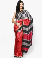 Satrang Red Printed Silk Blend Saree