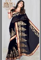 Sattika Black Embroidered Cotton Blend Saree