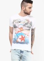 Selected White Printed Round Neck T-Shirts