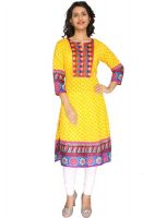 Shes Printed Women's A-line Kurta(Yellow) Shes Printed Women's A-line Kurta(Yellow)