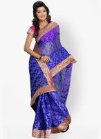 Silk Bazar Blue Embroidered Saree