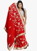 Silk Bazar Red Embroidered Saree