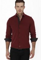 Smokestack Solid Maroon Casual Shirt