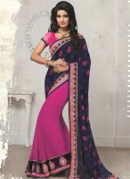 Sourbh Sarees Blue Embroidered Saree