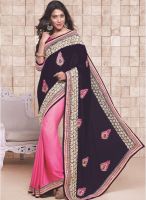 Sourbh Sarees Navy Blue Embroidered Saree