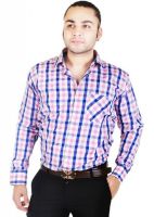 Spaky Men's Checkered Formal Pink Shirt