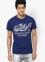 Superdry Navy Blue Solid Round Neck T-Shirts