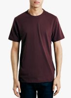 TOPMAN Wine Solid Round Neck T-Shirt