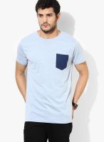 Tagd New York Blue Printed Round Neck T-Shirts