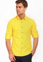 The Indian Garage Co. Printed Yellow Casual Shirt