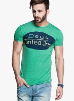 Tinted Green Printed Round Neck T-Shirts
