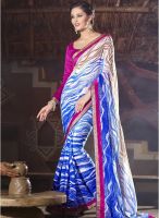 Triveni Sarees Blue Printed Saree