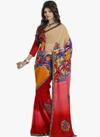 Triveni Sarees Printed Red Saree