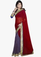 Triveni Sarees Red Embellished Saree