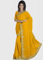 Triveni Sarees Yellow Embellished Saree