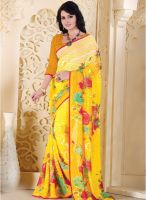 Triveni Sarees Yellow Printed Saree