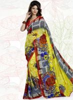 Triveni Sarees Yellow Printed Saree