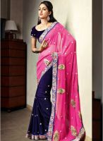 Vishal Blue Embroidered Saree