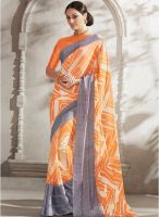 Viva N Diva Orange Embroidered Saree