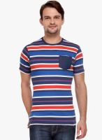 WYM Blue Striped Round Neck T-Shirt