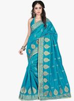 Xclusive Chhabra Aqua Blue Embroidered Saree