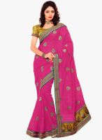 Xclusive Chhabra Fuchsia Embroidered Saree