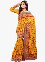 Xclusive Chhabra Mustard Yellow Embroidered Saree