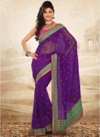 Xclusive Chhabra Purple Embroidered Saree