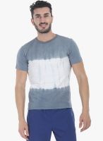 Zobello Blue Printed Round Neck T-Shirt