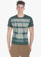Zobello Green Printed Round Neck T-Shirt